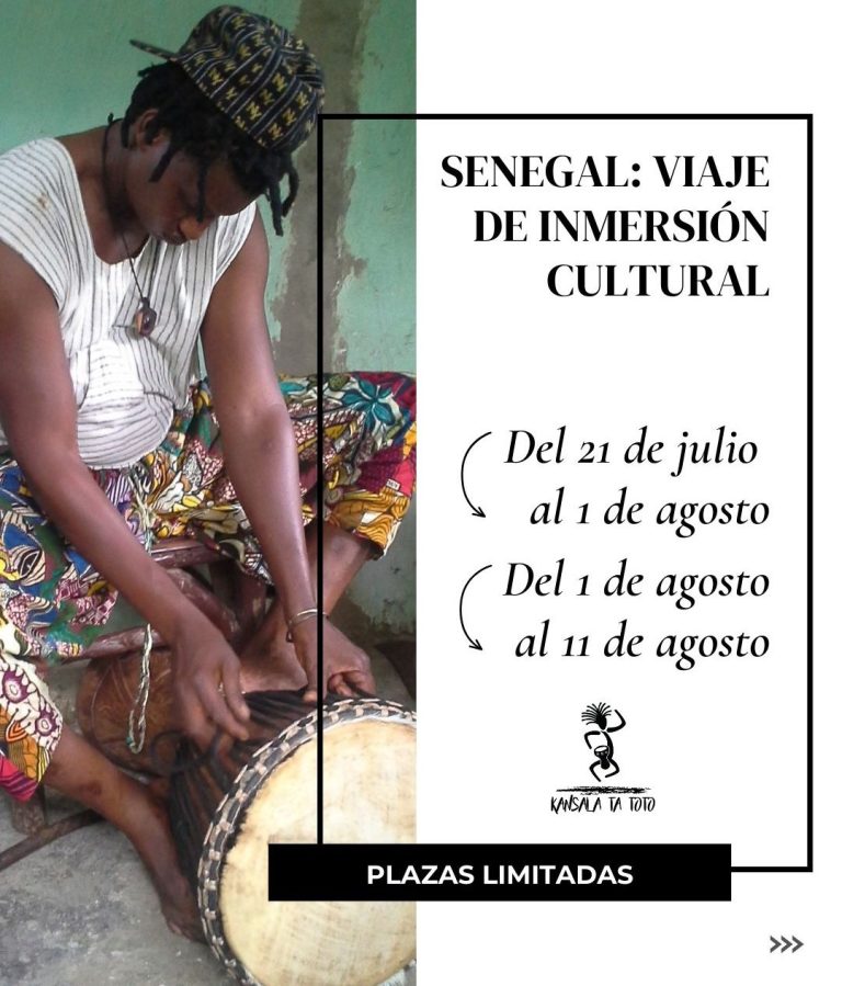 imagen de clases de danza africana en la playa y primer plano de un dumdum y djembes