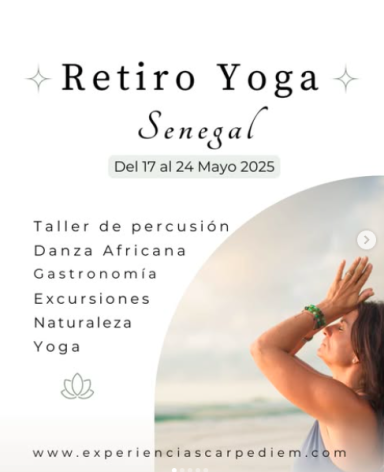 Retiro YOGA en Senegal segunda edición  17 al 24 de mayo Experiencias Carpe Diem